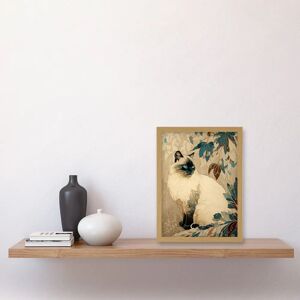 Artery8 Blue Point Ragdoll Cat and Plant Pattern Light Oak Frame A4 Wall Art Artery8 Blue Point Ragdoll Cat and Plant Pattern Light Oak Frame A4 Wall Art