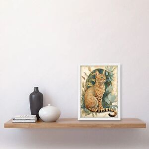 Artery8 Ocicat Cat Teal Rosette Watercolour - Framed Wall Art Print - A4 Artery8 Ocicat Cat Teal Rosette Watercolour - Framed Wall Art Print - A4