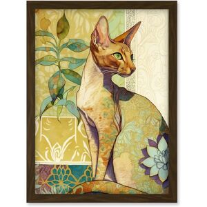 Artery8 - Shorthair Cat Art Nouveau Watercolour - Colourful - Wall Art Print Artery8 - Shorthair Cat Art Nouveau Watercolour - Colourful - Wall Art Print