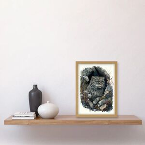 Artery8 - Wild Cat in Rock Cavity - Light Oak Frame Artery8 - Wild Cat in Rock Cavity - Light Oak Frame
