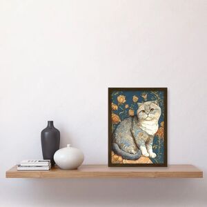 Artery8 - Cat Floral Art - Brown - A4 - Wall Art Print Artery8 - Cat Floral Art - Brown - A4 - Wall Art Print