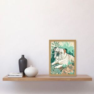 Artery8 - Bulldog in Flower Field - Pastel - A4 - Wall Art Artery8 - Bulldog in Flower Field - Pastel - A4 - Wall Art