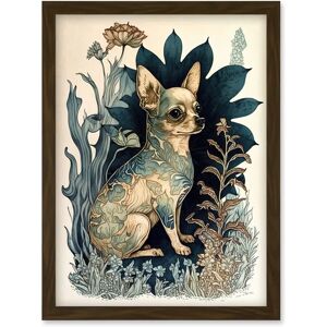 Artery8 - Chihuahua - Floral Pattern Fur Coat - Wall Art Artery8 - Chihuahua - Floral Pattern Fur Coat - Wall Art