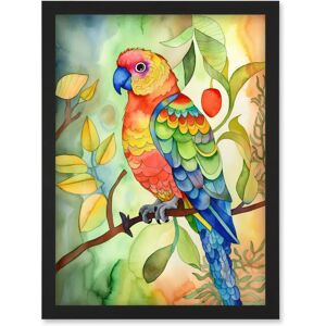Artery8 - Parrot Bird On Tree Branch - A4 - Framed - Wall Art Artery8 - Parrot Bird On Tree Branch - A4 - Framed - Wall Art