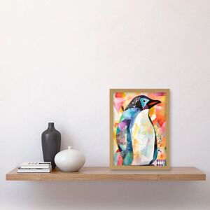 Artery8 - Penguin Folk Art - Light oak - Framed Wall Art Artery8 - Penguin Folk Art - Light oak - Framed Wall Art