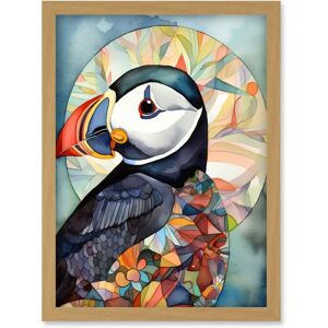 Artery8 - Puffin Bird Portrait - A4 - Light Oak - Wall Art Artery8 - Puffin Bird Portrait - A4 - Light Oak - Wall Art