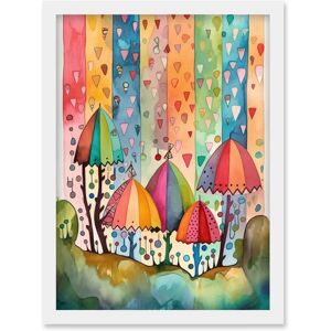 Artery8 - Candy Land Rainbow Folk Art - A4 - White - Framed Art Print Artery8 - Candy Land Rainbow Folk Art - A4 - White - Framed Art Print