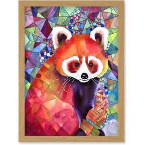 Artery8 - Red Panda Polygon Pattern - Light Oak - Framed - Wall Art Print Artery8 - Red Panda Polygon Pattern - Light Oak - Framed - Wall Art Print