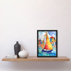 Artery8 - Sailboat Harbour - Black - A4 Framed Art Print Artery8 - Sailboat Harbour - Black - A4 Framed Art Print