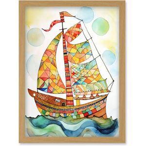 Artery8 - Sailing Ship At Sunrise - Folk Art - Wall Art Artery8 - Sailing Ship At Sunrise - Folk Art - Wall Art