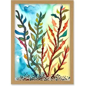 Artery8 - Seaweed Sea Floor Folk Art - Light Oak - Wall Art Print Artery8 - Seaweed Sea Floor Folk Art - Light Oak - Wall Art Print