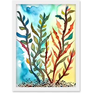 Artery8 - Seaweed Sea Floor Folk Art - A4 - Framed - Wall Art Artery8 - Seaweed Sea Floor Folk Art - A4 - Framed - Wall Art