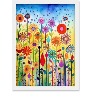 Artery8 - Tall Flowers Folk Art - Watercolour - Wall Art Artery8 - Tall Flowers Folk Art - Watercolour - Wall Art