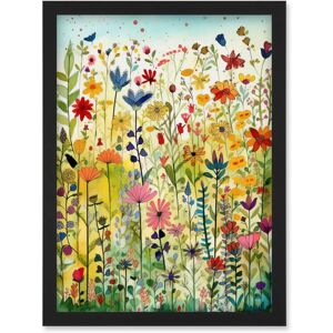 Artery8 - Wildflower Meadow - Black - A4 - Wall Art Print Artery8 - Wildflower Meadow - Black - A4 - Wall Art Print
