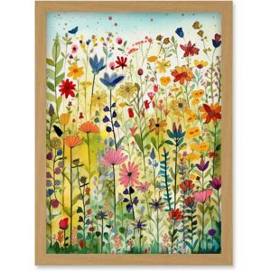 Artery8 - Mixed Wildflower Bloom In Meadow - A4 - Framed Wall Art Artery8 - Mixed Wildflower Bloom In Meadow - A4 - Framed Wall Art
