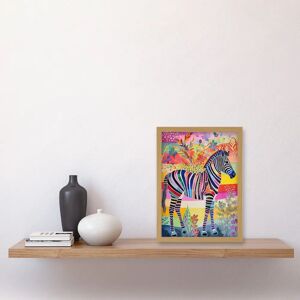 Artery8 - Zebra Rainbow Floral - Light Oak - Framed Wall Art Artery8 - Zebra Rainbow Floral - Light Oak - Framed Wall Art