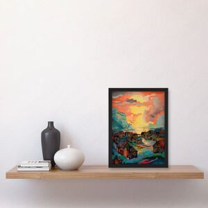 Artery8 - Atmospheric Clouds Over Mono Fishing Village Cabins at Dawn - Art print Artery8 - Atmospheric Clouds Over Mono Fishing Village Cabins at Dawn - Art print