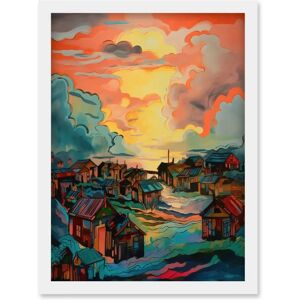 Artery8 - Atmospheric Clouds Over Mono Village Cabins - Mono - A4 - Wall art Artery8 - Atmospheric Clouds Over Mono Village Cabins - Mono - A4 - Wall art