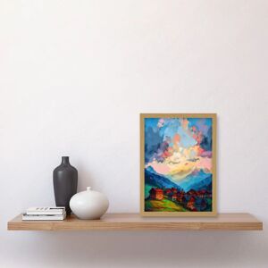 Artery8 - Atmospheric Clouds at Dawn Over Alps - A4 - light oak - wall art print Artery8 - Atmospheric Clouds at Dawn Over Alps - A4 - light oak - wall art print