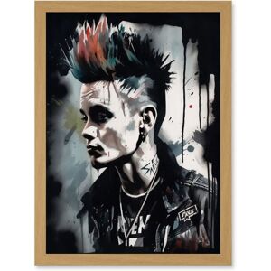 Artery8 - Punk Mohawk - Framed - A4 - Light Oak - Wall Art Artery8 - Punk Mohawk - Framed - A4 - Light Oak - Wall Art