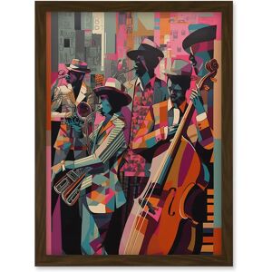 Artery8 - New Orleans Jazz Musicians - A4 - Brown - Framed Wall Art Artery8 - New Orleans Jazz Musicians - A4 - Brown - Framed Wall Art