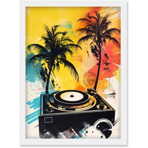 Artery8 - Music Under Palm Trees Beach - A4 - Framed - Wall Art Artery8 - Music Under Palm Trees Beach - A4 - Framed - Wall Art