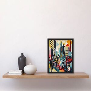 Artery8 Jazz Musicians Playing on an Urban Landscape Rooftop - black - A4 - framed - wall art print Artery8 Jazz Musicians Playing on an Urban Landscape Rooftop - black - A4 - framed - wall art print