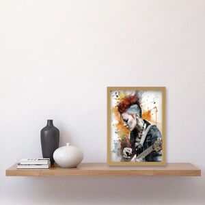 Artery8 - Punk Mohawk Guitar - A4 Light Oak - Framed Wall Art Artery8 - Punk Mohawk Guitar - A4 Light Oak - Framed Wall Art