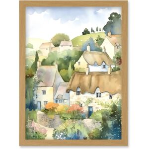 Artery8 Thatched Roof Cottage Village - A4 - art print Artery8 Thatched Roof Cottage Village - A4 - art print