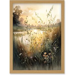 Artery8 - Serene Lakeside Landscape with Wildflowers at Dawn Artery8 - Serene Lakeside Landscape with Wildflowers at Dawn