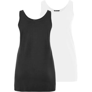 Yours Black & White Longline Vest Top - Sleeveless Jersey Top, Pack of 2 Yours Black & White Longline Vest Top - Sleeveless Jersey Top, Pack of 2