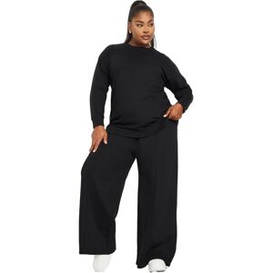 Yours Black Sweatshirt and Wide Leg Jogger Set - Casual Off-Duty Wear Yours Black Sweatshirt and Wide Leg Jogger Set - Casual Off-Duty Wear