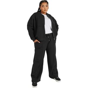 Yours Black Oversized Sweat Bomber Jacket - Jacket Yours Black Oversized Sweat Bomber Jacket - Jacket