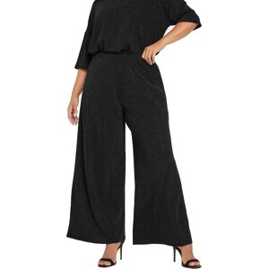 Yours Black Metallic Stripe Wide Leg Trousers - Plus Size Yours Black Metallic Stripe Wide Leg Trousers - Plus Size