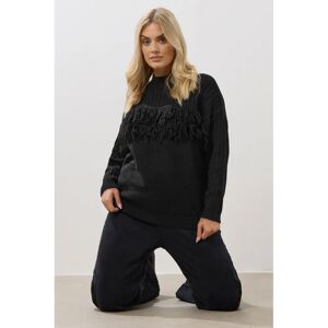 Yours Black Fringe Jumper - Women’s Plus Size Knitwear Yours Black Fringe Jumper - Women’s Plus Size Knitwear