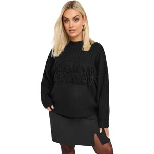 Yours Black Fringe Ribbed Knitted Jumper - Jumper Yours Black Fringe Ribbed Knitted Jumper - Jumper