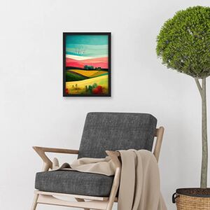 Artery8 - Four Seasons Colourful Modern Country Landscape - A4 - Framed - Wall art Artery8 - Four Seasons Colourful Modern Country Landscape - A4 - Framed - Wall art