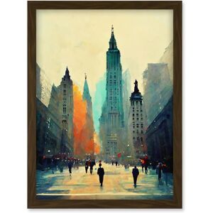 Artery8 - Twilight Wall Street NYC Skyline - Brown - A4 - Framed Wall Art Print Artery8 - Twilight Wall Street NYC Skyline - Brown - A4 - Framed Wall Art Print