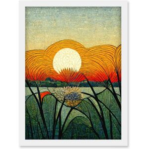 Artery8 - Vibrant Sunset Flower Meadow - White Artery8 - Vibrant Sunset Flower Meadow - White