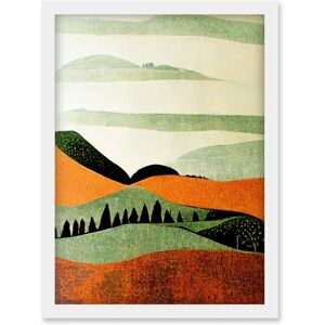 Artery8 - Abstract Tangerine Olive Nature Linocut - Wall Art Print Artery8 - Abstract Tangerine Olive Nature Linocut - Wall Art Print