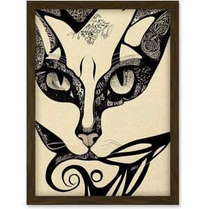 Artery8 - Abstract Boho Portrait Cat Sketch - Brown - A4 - Wall Art Artery8 - Abstract Boho Portrait Cat Sketch - Brown - A4 - Wall Art