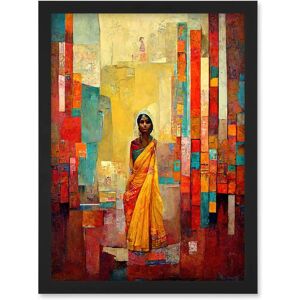 Artery8 - Bright Bold Woman Saree - Yellow - A4 - Art print Artery8 - Bright Bold Woman Saree - Yellow - A4 - Art print
