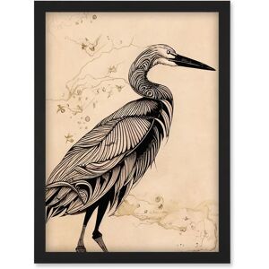 Artery8 - Heron Bird Ink - Black - A4 - Framed Wall Art Artery8 - Heron Bird Ink - Black - A4 - Framed Wall Art