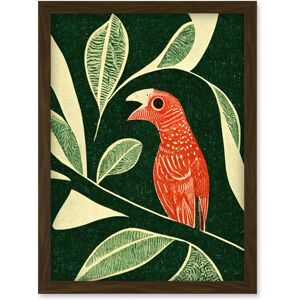Artery8 - Red Parrot on Tree Branch - A4 - Framed Wall Art Artery8 - Red Parrot on Tree Branch - A4 - Framed Wall Art