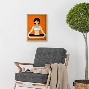 Artery8 Peaceful Japan Woman In Yoga Pose - orange-black - A4 - wall art Artery8 Peaceful Japan Woman In Yoga Pose - orange-black - A4 - wall art