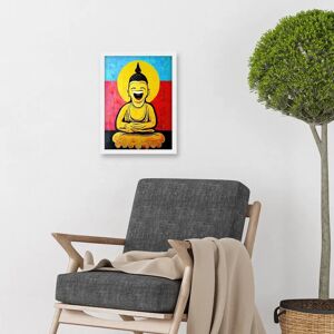 Artery8 Happy Buddha - A4 - white - framed - wall art print Artery8 Happy Buddha - A4 - white - framed - wall art print