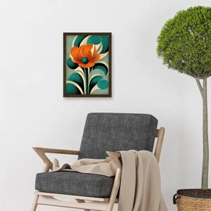 Artery8 Art Deco Poppy Flower - Teal, Orange & Cream - A4 - Framed Wall Art Artery8 Art Deco Poppy Flower - Teal, Orange & Cream - A4 - Framed Wall Art