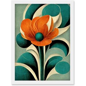Artery8 - Art Deco Poppy Flower - Teal - Wall Art Print Artery8 - Art Deco Poppy Flower - Teal - Wall Art Print