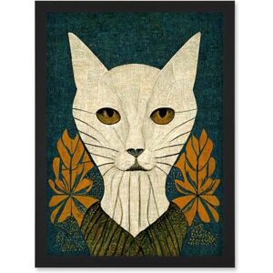 Artery8 - Elegant Cat Illustration - Teal Mustard Artery8 - Elegant Cat Illustration - Teal Mustard