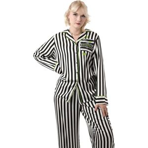 Ensemble de Pyjama Rayé Noir et Blanc Beetlejuice - Manches Longues, Jambes Longues - Vêtements de Nuit Femmes - Publicité Ensemble de Pyjama Rayé Noir et Blanc Beetlejuice - Manches Longues, Jambes Longues - Vêtements de Nuit Femmes - Publicité